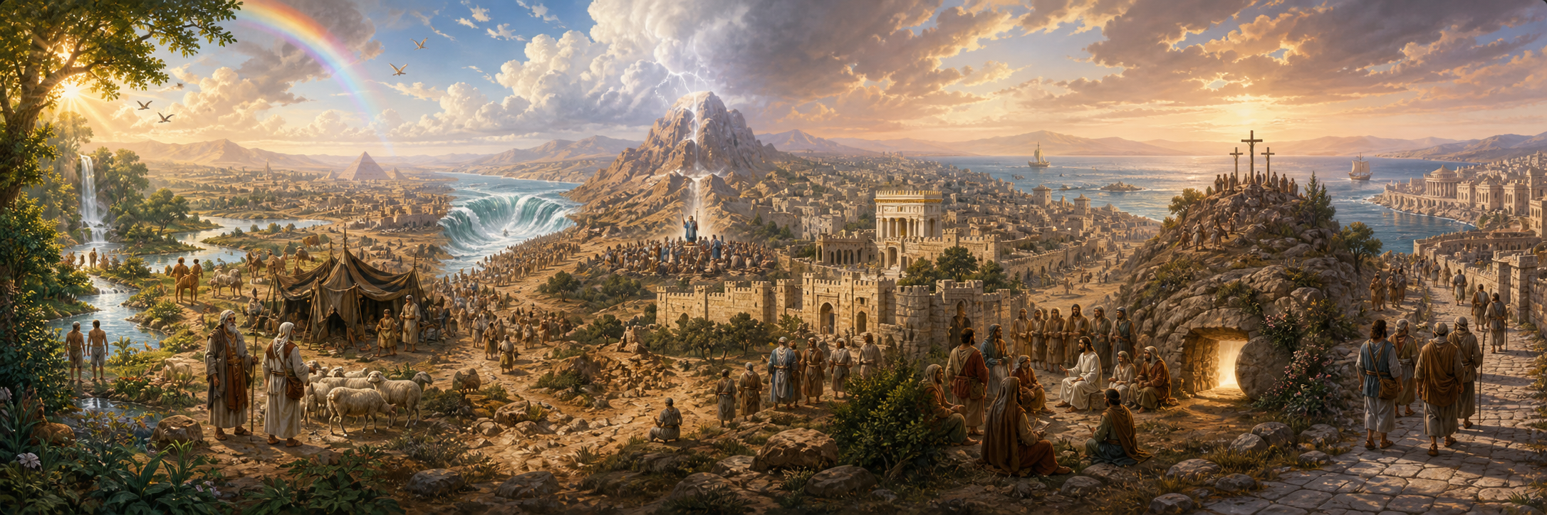 Illustrated panorama of the biblical story